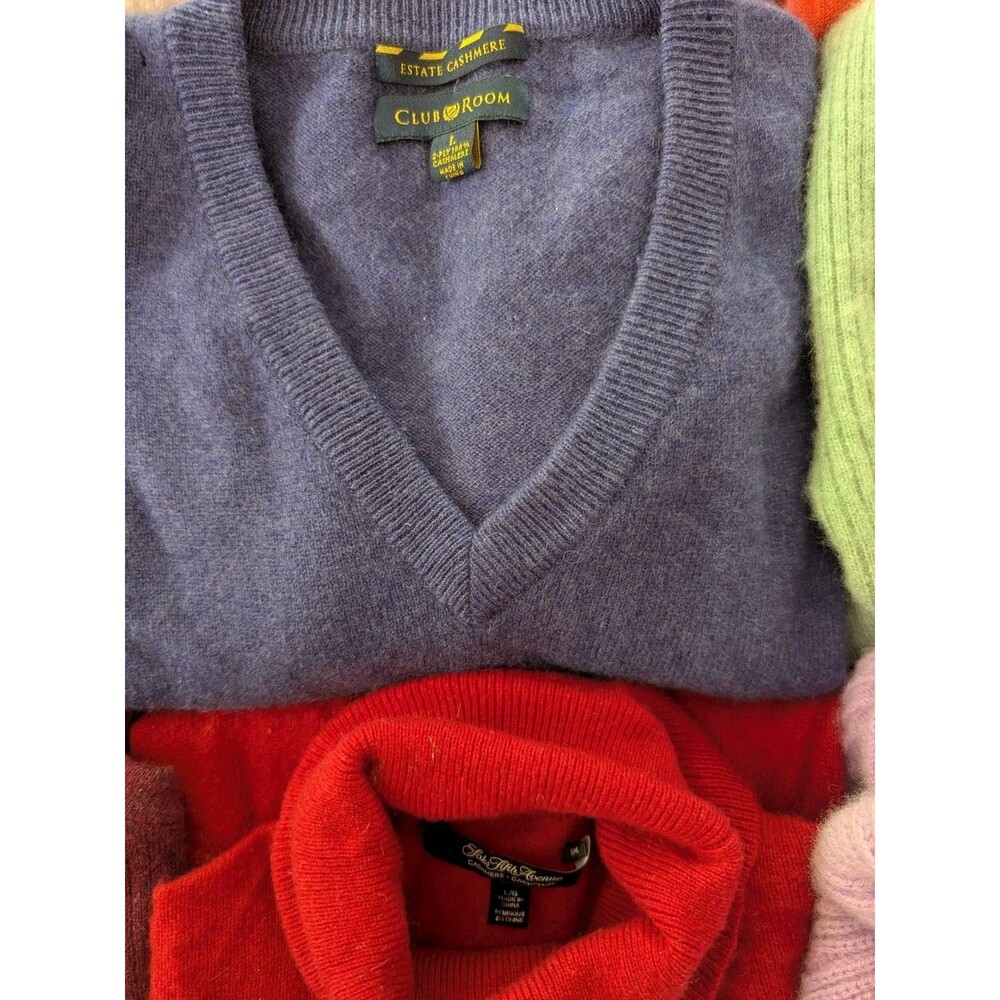 Lot Of 12 100% CASHMERE Sweaters Craft Cutter Lot Colors Brights 7 Lbs Upcycle - Picture 4 of 10